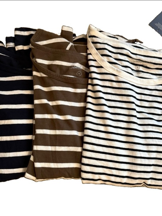 Universal Thread Tops - NEW Universal Thread Striped Long Sleeve Tee Trio - Navy, Brown, White MEDIUM